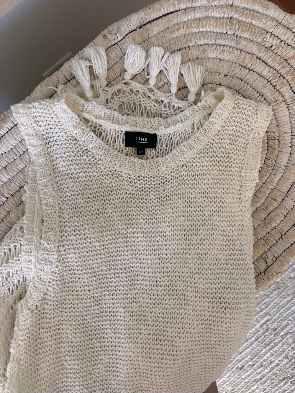 LINE Cream Knit Sleeveless Dress with Scoop Neck — Beach Coverup